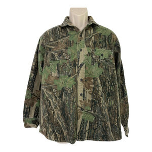 Winchester Rebark Vintage Flannel Shirt Mens Large Camo Hunting Chamois Long Slv